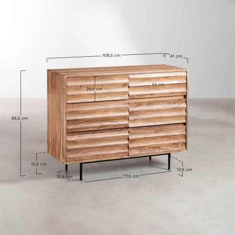 Komoda Petter z drewna akacjowego