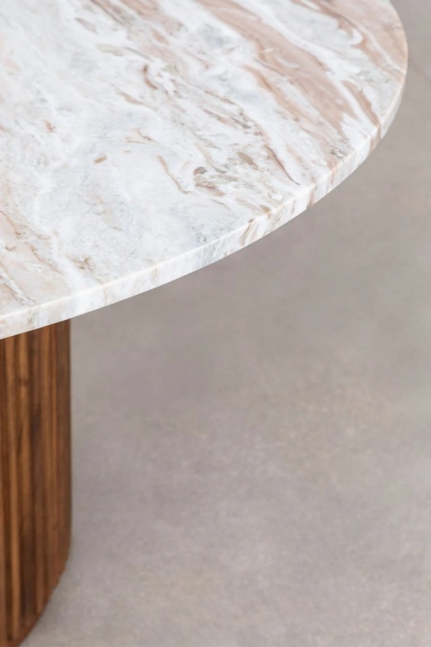 Okrągły stół jadalniany z naturalnego kamienia i drewna mango Giselda 140cm