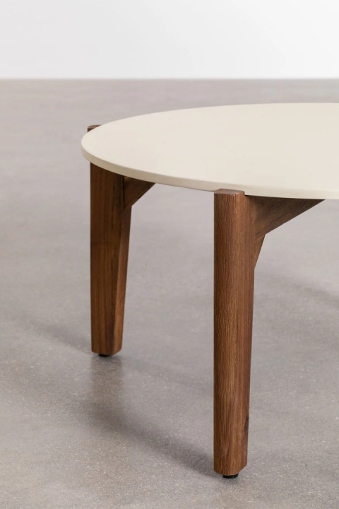 Okrągły stolik kawowy z cementu i drewna akacjowego Xajul 65cm