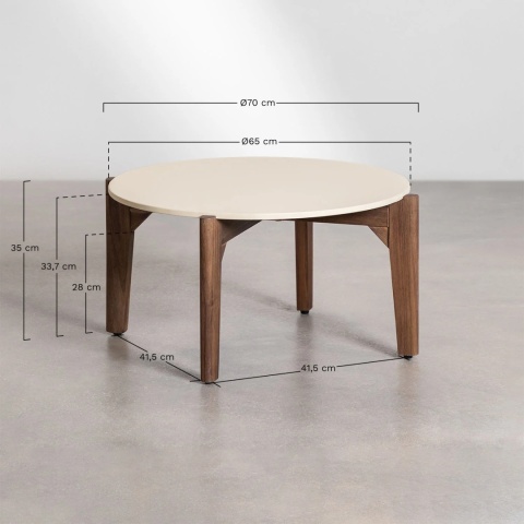 Okrągły stolik kawowy z cementu i drewna akacjowego Xajul 65cm