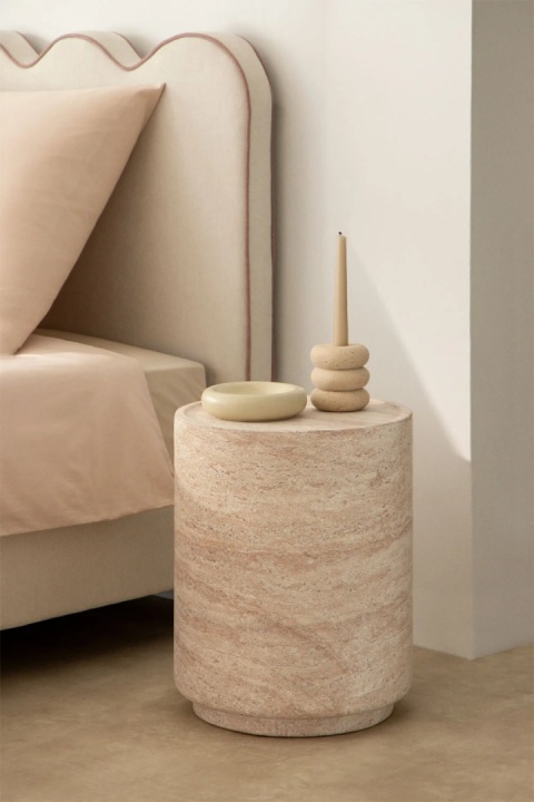 Okrągły stolik nocny Ø35 cm z cementu Darwys sand grey