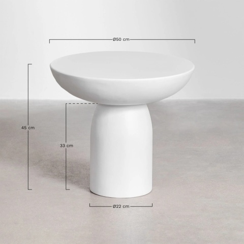 Okrągły stolik pomocniczy Ø50 cm z cementu Zenadia sand grey