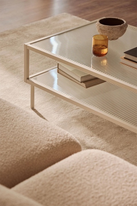 Prostokątny stolik kawowy Paoline ze stali i szkła