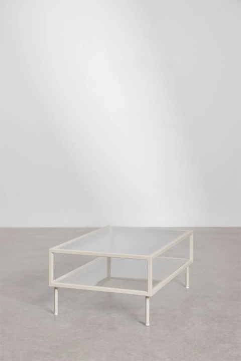 Prostokątny stolik kawowy Paoline ze stali i szkła