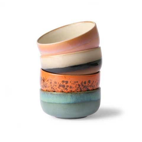 Zestaw 4 ceramicznych misek deserowych 70'S Hk Living