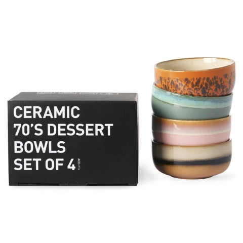 Zestaw 4 ceramicznych misek deserowych 70'S Hk Living