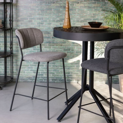 Zestaw 4 stołków barowych JOLIEN czarny szary White Label Living