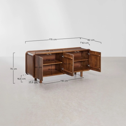 Komoda z drewna mango Gina 175x43 cm